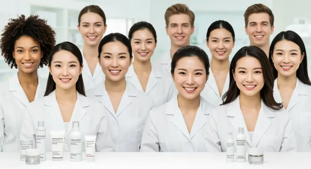 Diverse individuals with radiant, clear skin after following a 90-day skincare routine.