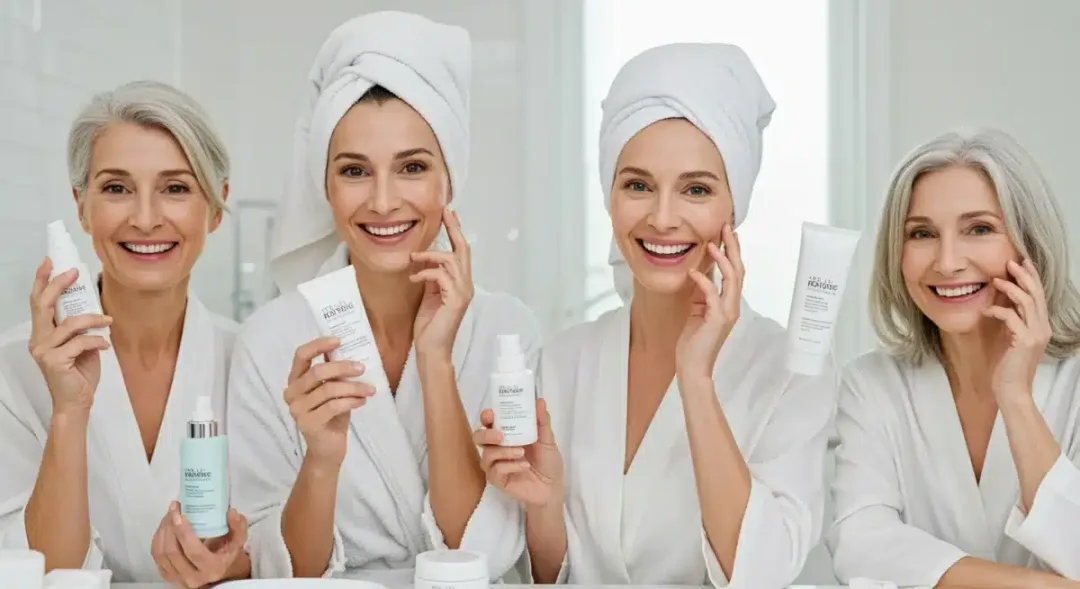Women applying anti-aging skincare products, highlighting effective routines.