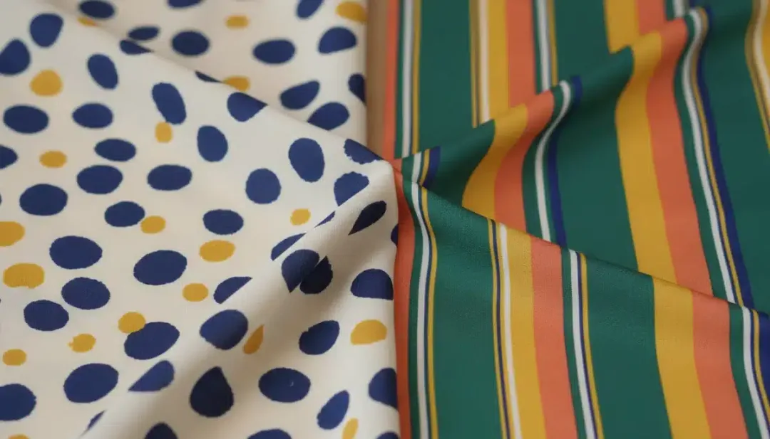 Close-up of harmonized polka dot and striped Shein prints