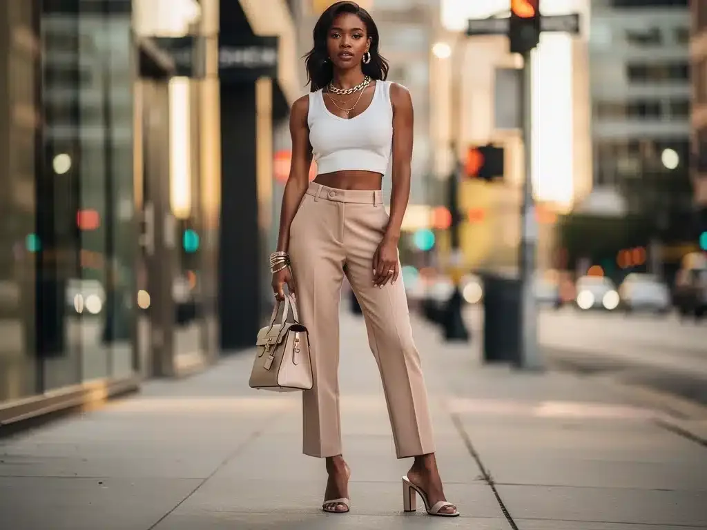 Stylish woman in Shein outfit with matching accessories