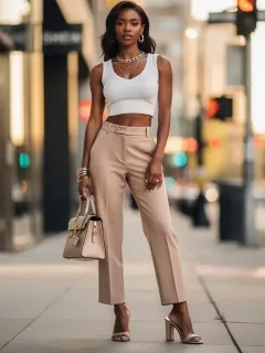 Stylish woman in Shein outfit with matching accessories