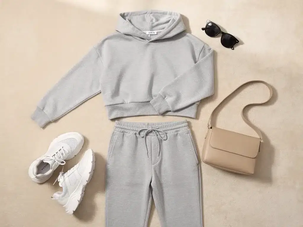 Curated Shein athleisure outfit with cropped hoodie and joggers
