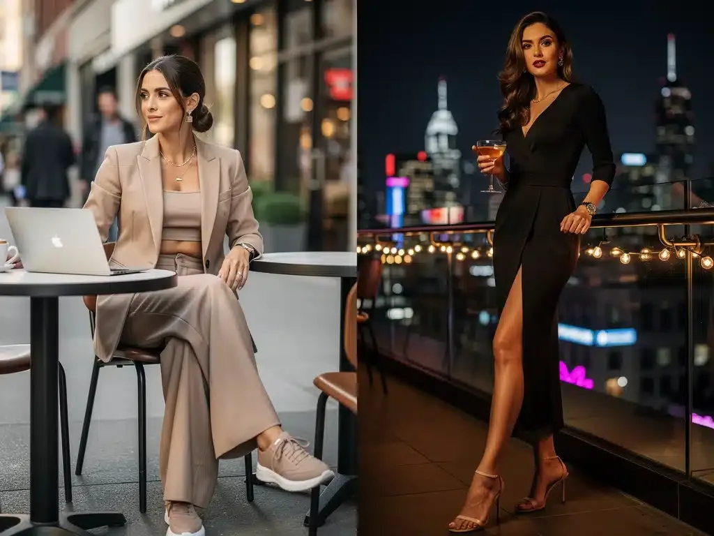 Modern U.S. woman showcasing Shein day to night outfit transformation 2026