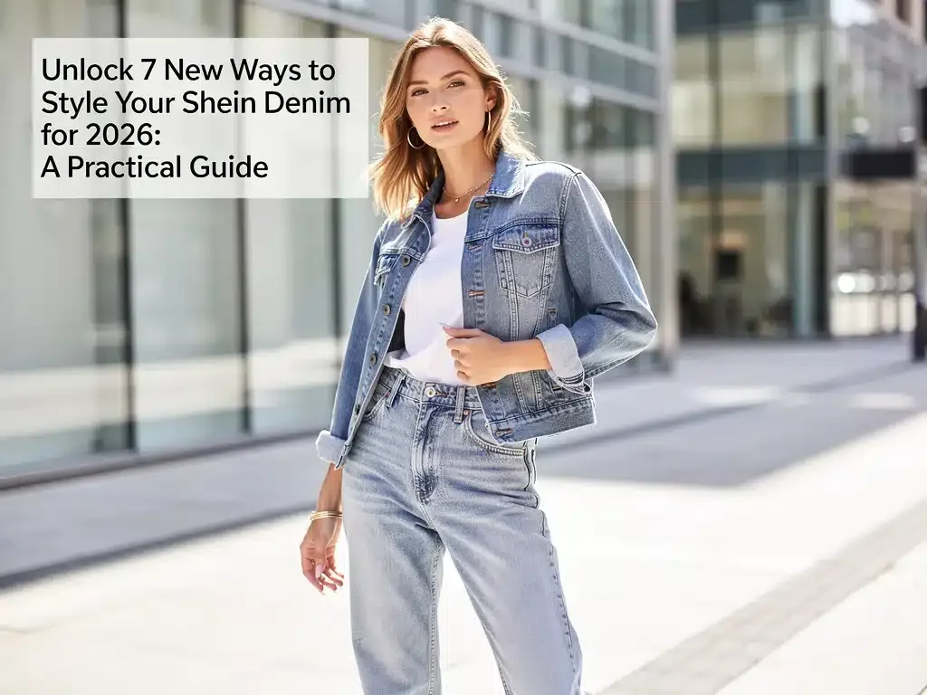 Model wearing stylish Shein denim outfit for 2026 trends