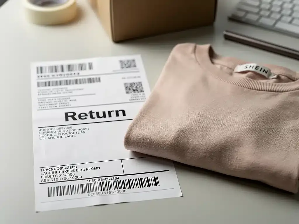 Shein return shipping label and package