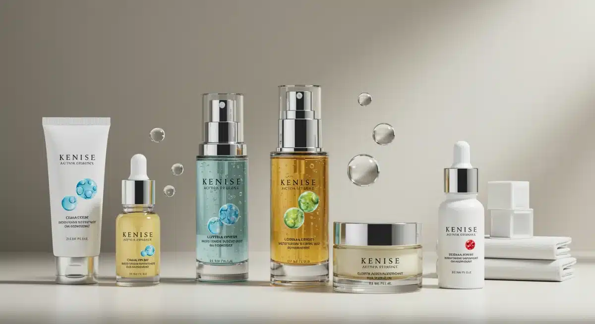 Modern skincare products featuring new active ingredients for acne-prone skin.