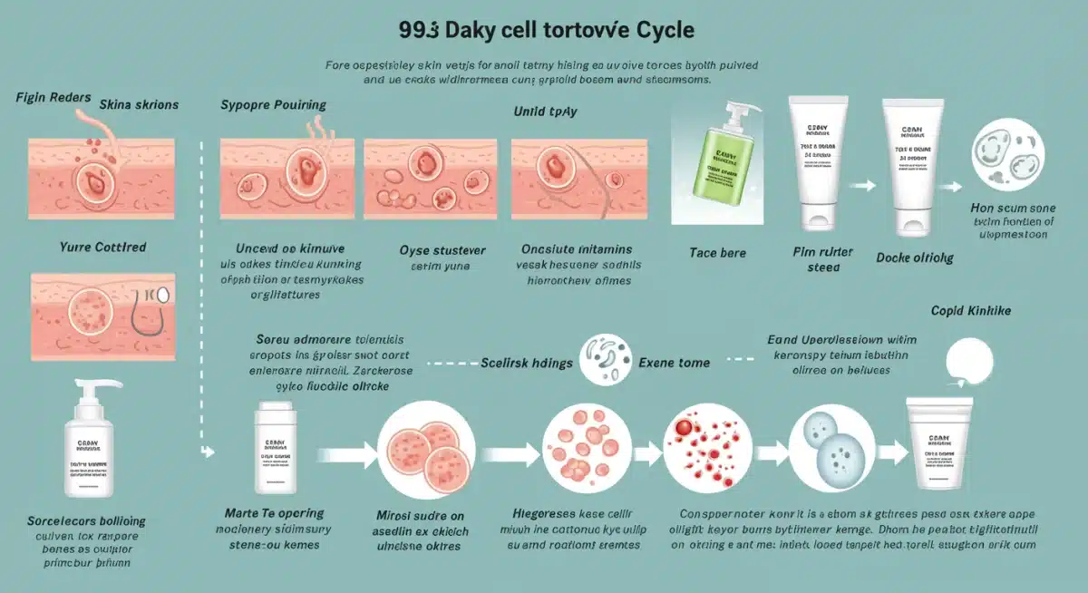 Infographic illustrating 90-day skin cell turnover and targeted skincare benefits.