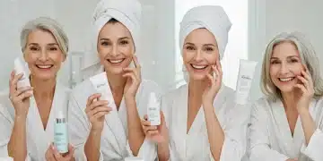 Women applying anti-aging skincare products, highlighting effective routines.