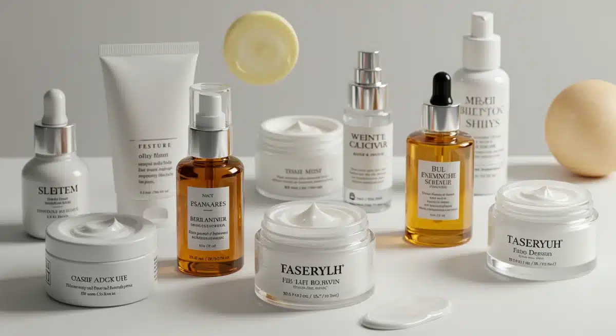 Array of winter skincare products for dry skin